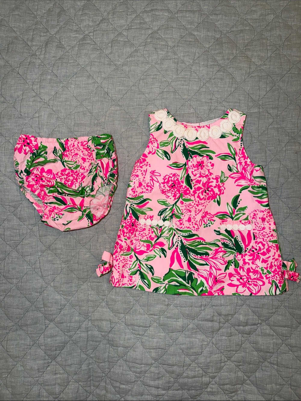 Lilly Pulitzer Pink Floral Sundress with Green and Fuchsia Accents